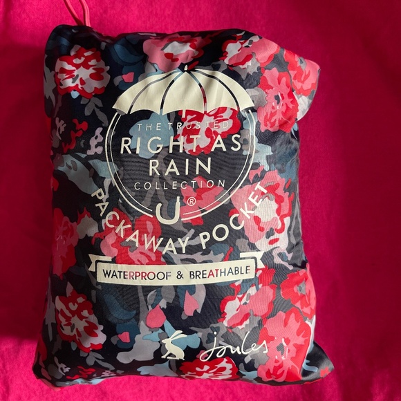 NEW - Joules - waterproof breathable - jacket - packable - raincoat -floral navy - Picture 1 of 9